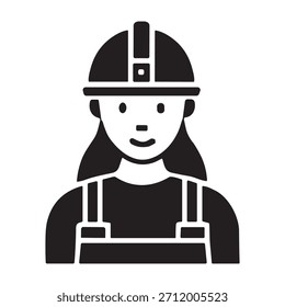 Icono femenino del trabajador de la construcción o Ilustración vectorial aislada del símbolo del signo - iconos negros del vector del estilo de la alta calidad