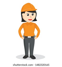 Female construction worker poses illustration