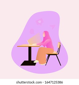 Female content creator flat  vector illustration