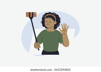 Criador de Conteúdo Feminino Gravação de Vídeo Online com Smartphone Vetor