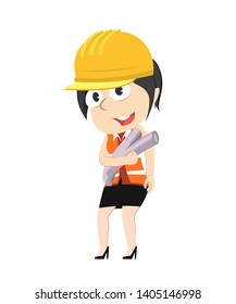 Female Contractor Vector Illustration Design