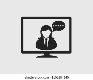 Female Conversation Icon on gray background 
