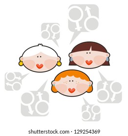 Female conversations. Vector illustration.