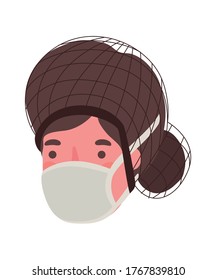 Female cook with mask design, Workers occupation and job theme Vector illustration