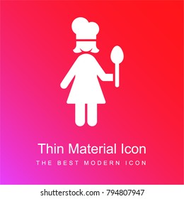 Female cook red and pink gradient material white icon minimal design