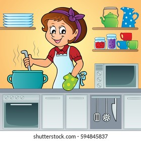 Imagen 3 - ilustración vectorial eps10 de la cocinera femenina.