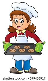 Female cook theme image 4 - eps10 vector illustration.