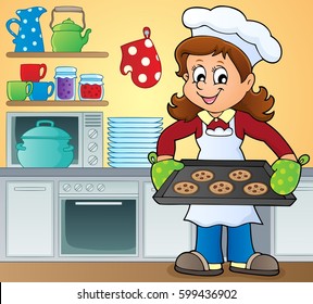 Female cook theme image 5 - eps10 vector illustration.