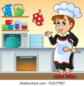Ilustración vectorial de tema de cocina femenina 1 - eps10.