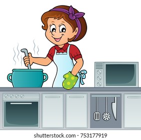 Female cook topic image 2 - eps10 vector illustration.