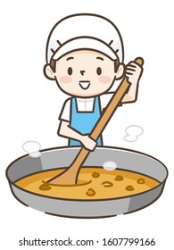 Female cooking staff working in the kitchen