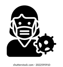 Female Coronavirus Infected Healthcare Medical, vector graphic Illustration Icon.
