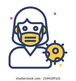 Female Coronavirus Infected Healthcare Medical, vector graphic Illustration Icon.