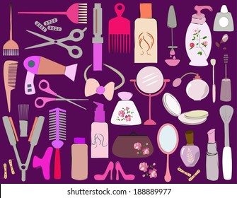 female cosmetic, beauty items