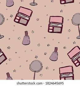 Female cosmetics pattern illustration. Vector graphics.cute seamless fashion pattern for girls or woman girl