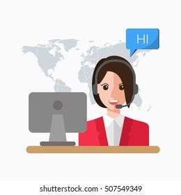 Female Costumer Service Call Center Operator