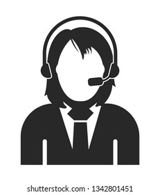Female Costumer service icon.  Flat style vector EPS.