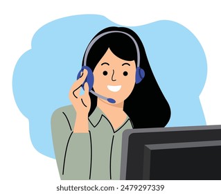 female costumer service icon or flat design cartoon customer support center