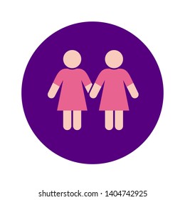 Female Couple Icon in a Circle Shape with Purple Background