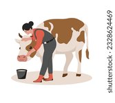 Female with cow vector illustration. Illustration for website, landing page, mobile app, poster and banner. Trendy flat vector illustration