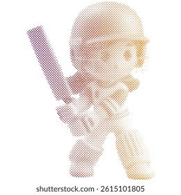 Female cricket athlete player hitting the ball in cartoon style dot vector