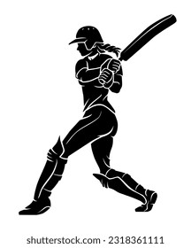 Female Cricket Player Bat Swing Silhouette