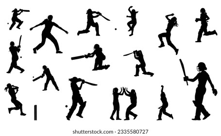 Female cricket player silhouette vector