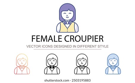 Female Croupier icon design with white background stock illustration