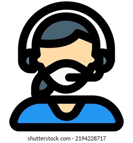 Female customer executive with headset and mask