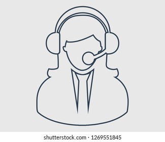 Female Customer service line icon.