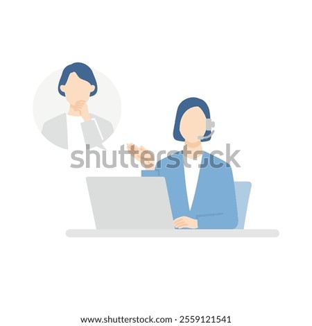 Female customer service operator. Elderly woman consulting.