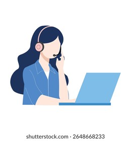 Ilustração do representante do serviço de atendimento ao cliente feminino