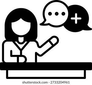 Representante do Serviço ao Cliente Feminino com Ícone de Bolhas de Fala