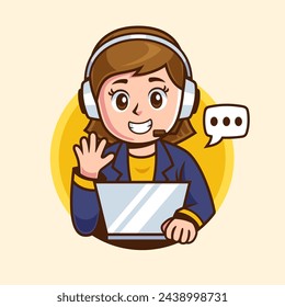 Female Customer Service Support Cartoon Character