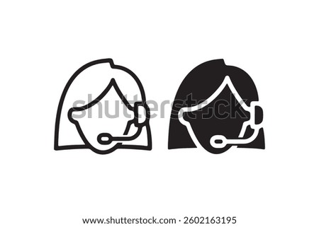 Female customer support icon with headset Vector