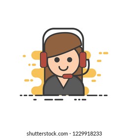 A female customer support illustration. Flat modern vector icon