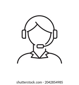 female customer support line art vector icon for websites