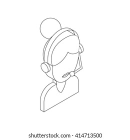 Female customer support operator with headset icon