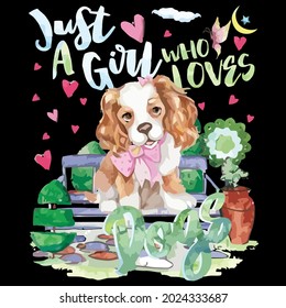 female cute lady dogs just a girl who loves dogs trucker cap design vector illustration for use in design and print wall art poster canvas