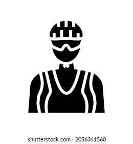 Female Cyclist Glyph Icon Vector. Female Cyclist Sign. Isolated Contour Symbol Black Illustration