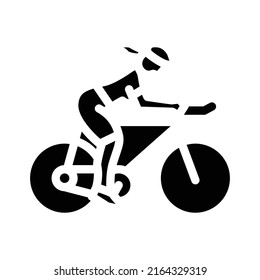 Female Cyclist Glyph Icon Vector. Female Cyclist Sign. Isolated Contour Symbol Black Illustration