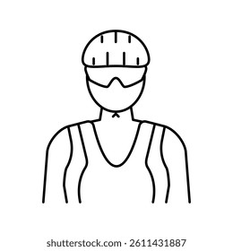 female cyclist line icon vector. female cyclist sign. isolated contour symbol black illustration