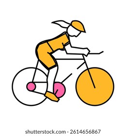 female cyclist line icon vector. female cyclist sign. isolated symbol illustration