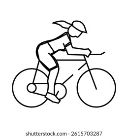 female cyclist line icon vector. female cyclist sign. isolated contour symbol black illustration