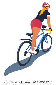 Female cyclist rear view vector