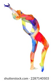 Female in a dance pose with abstract hand painted texture 