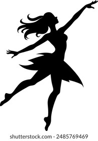 female dance silhouette vector with a white background