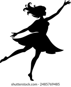 female dance silhouette vector with a white background