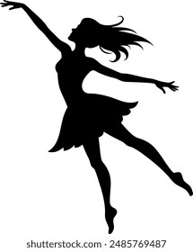 female dance silhouette vector with a white background