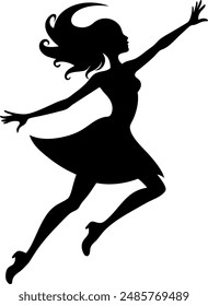 female dance silhouette vector with a white background